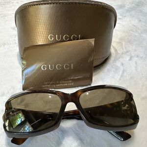 Gucci brown sunglasses with case - used but in great condition